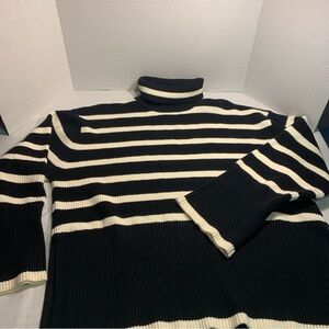 Beige Botany Medium Black And White Striped Sweater Women’s